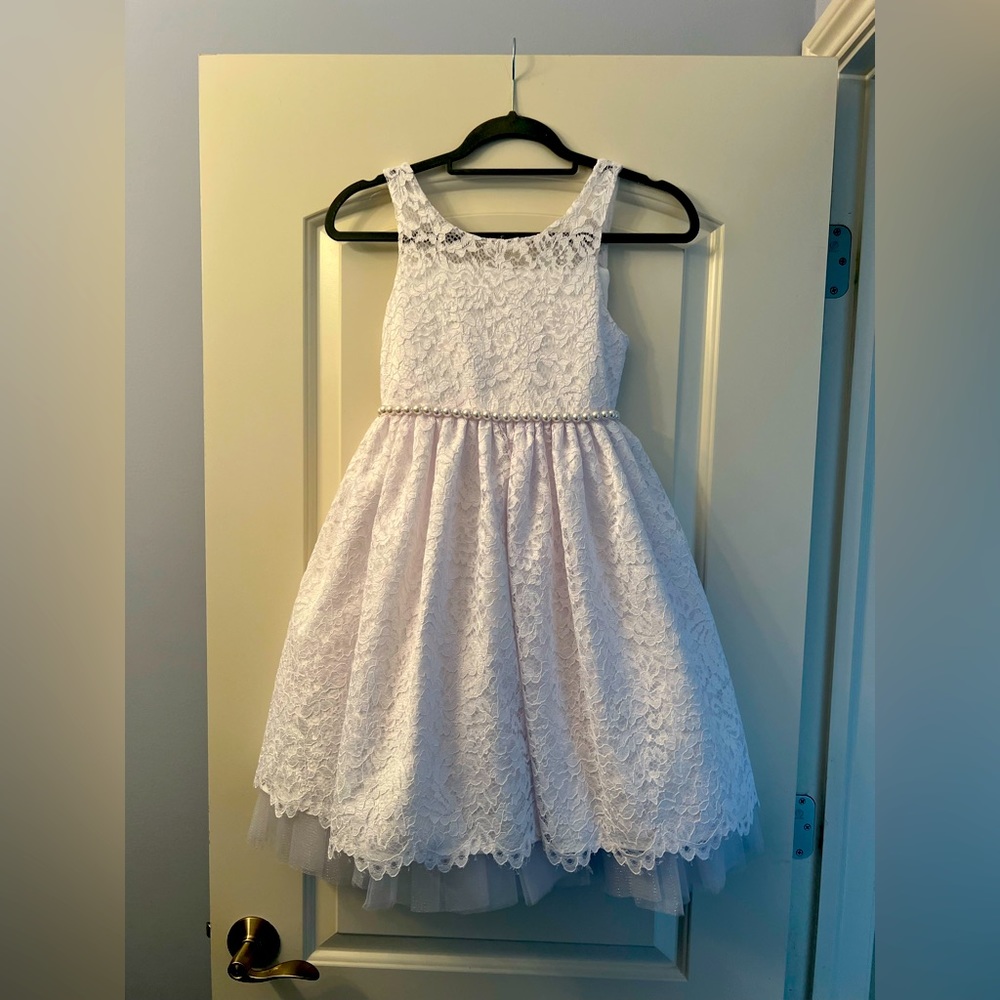 White Lace Girls size 10 formal dress